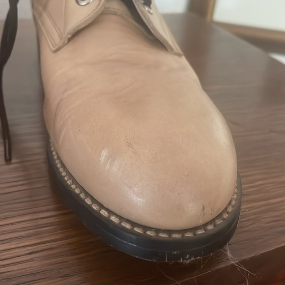 Vintage Justin Roper Boots Cream Leather Combat Lace-Up Youth 4 Women's Size 6 - Picture 9 of 10